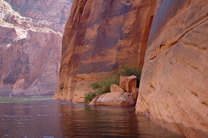 desert varnish on sheer cliff walls